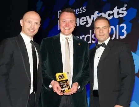 Matt Dawson MBE, Paul Thompson and Stephen Johnson at the 2013 Business Moneyfacts Awards