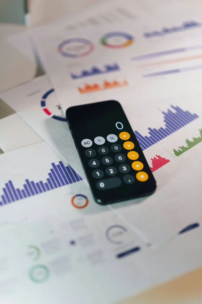 Calculator & Reports showing credit score. Credit report is important for your finance or mortgage lender application
