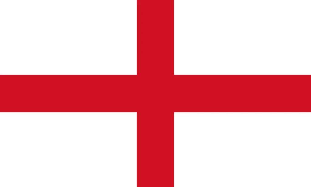 England flag - St George's cross, red cross on white background