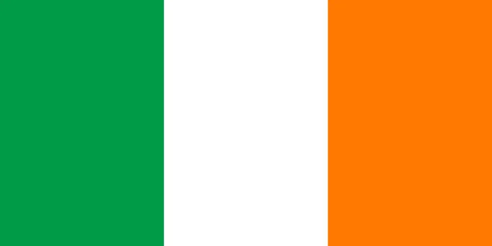Irish flag, triclour of green, white and orange.